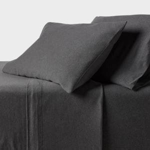 lot 9541 image: Queen Cotton Jersey Sheet Set Heather Charcoal - Threshold 4-Piece, 100% Cotton - Retail $50