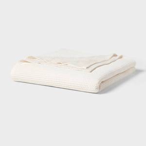 lot 9545 image: King TENCEL Lyocell Waffle Bed Blanket Ivory - Threshold - Retail $60
