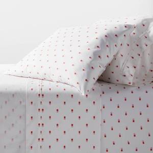 lot 9549 image: Queen 400 Thread Count Performance Sheet Set PinkWhite Ikat Block - Threshold - Retail $55