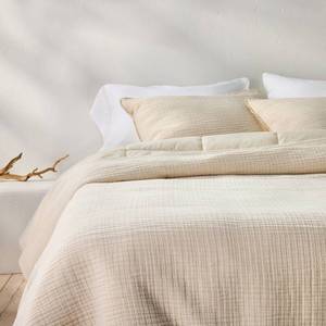 lot 9580 image: FullQueen Textured Chambray Comforter & Sham Set Natural - Casaluna, 250 Thread Count - Retail $139