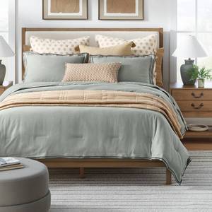 lot 9588 image: King Double Flange Merrow Stitch Comforter & Sham Set Light Teal GreenDark Gray - Threshold designed with Studio McGee - Retail $109