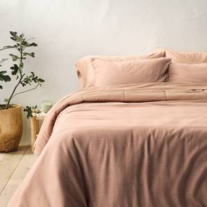lot 9613 image: King Heavyweight Linen Blend Comforter and Sham Set Light Adobe Clay - Casaluna - Retail $169