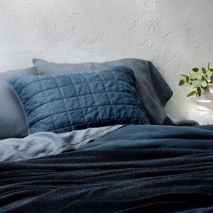 lot 9624 image: 2 PACK King Heavyweight Linen Blend Quilt Sham Dark Mineral Blue - Casaluna - Retail $44