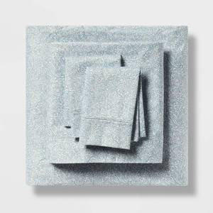 lot 9627 image: Queen Printed Performance 400 Thread Count Sheet Set Q Blue Floral - Threshold Cotton Sateen, Includes 4 Pieces, Fits 18in Mattress - Retail $55