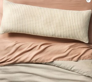 lot 9565 image: Waffle Body Pillow Cover Natural - Casaluna Cotton Zippered Pillowcase for All Ages, Machine Washable - Retail $25