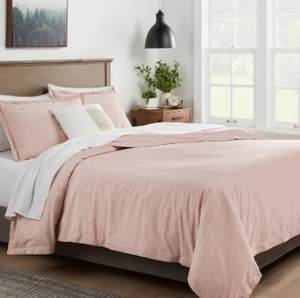 lot 9632 image: Threshold FullQueen Duvet Cover And Pillow Shams Pink Peach - Retail $79