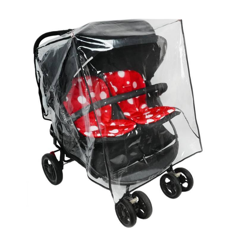 lot 5828 image: Double Stroller Rain Cover - Universal Fit Weather Shield for Side by Side Baby Stroller, Waterproof Windproof Jogger Stroller Cover for Rain, Snow &amp Dust Protection Baby Outdoor Travel Essential