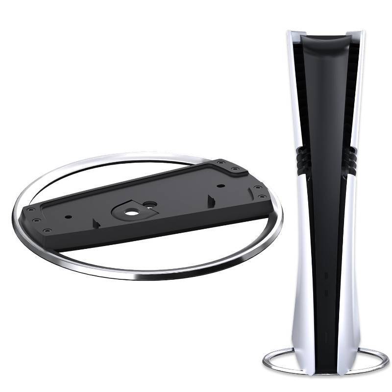 lot 5861 image: Zaievo PS5 Pro Vertical Stand, Base para for PlayStation 5, Black Vertical Console Brackets with Anti-Slip Pads, Space Saving Console-Stand, PS5 Accessories, Aluminium Alloy Bracket