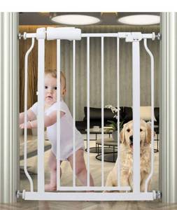 lot 3546 image: Small Narrow Baby Gate for Stairs Doorways Hallways 24 Inch to 29 Inch Wide Pressure Mounted Baby Gate Walk Through Child Gates for Kids or Pets Indoor Safety Gates