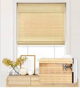 lot 3552 image: LazBlinds No Tools No Drill Cordless Bamboo Roman Shades, Privacy Window Treatment, Roll Up Bamboo Blinds for Windows 21 W x 64 H, Natural