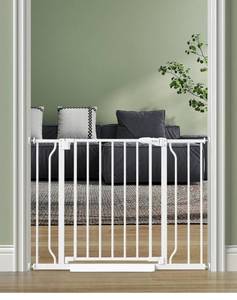 lot 3561 image: Baby Gate No Drilling, 29-40 Auto Close Dog Gate Indoor for Doorways & Stairs, Pressure Mounted Adjustable Pet Gate, Easy Walk Through Child Gate for Children & Pets Stroller Friendly, White