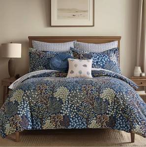 Levtex Home English Forest Navy Reversible King/Cal King Comforter Set (106x94in) with 2 Pillowcases (36x20in) - Floral Bedding - Navy, Green - Rayon King Size Comforter Set - Soft, Pre-Washed