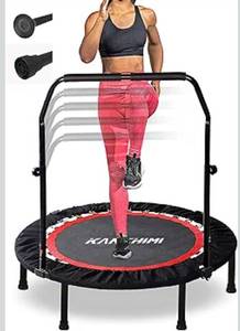 lot 3580 image: Kanchimi 40 48 Folding Mini Fitness Indoor Exercise Workout Rebounder Trampoline with Handle, Max Load 330lbs