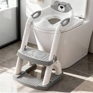 lot 3581 image: Potty Training Seat, SKYROKU Upgrade Toddler Toilet Seat for Kids Boys Girls, 2 in 1 Potty Training Toilet, Splash Guard Anti-Slip Pad Step Stool,New Sector-Shape Stabilized Base (8899Grey)
