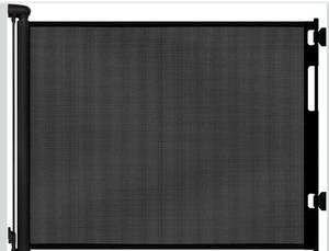 lot 3588 image: Retractable Baby Gate for Stairs and Doorways, 55 Wide x 33 Tall Mesh Dog Gate for Indoor & Outdoor Use, Safety Gate for Babies and Pets, Child Gates for Hallways, Hardware Mounted, Black