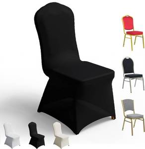 lot 3605 image: 150 PCS Banquet Chair Covers for Wedding Universal Polyester Spandex Chair Cover Stretch Slipcovers for Party Dining Flat-Front Chair (Black
