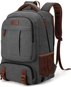 lot 3610 image: Tzowla Canvas Laptop Backpack, Bag for Men Women,Travel Work Rucksack Fits 15.6 Inch Laptop, Large Capacity Bookbag(Dark Grey)