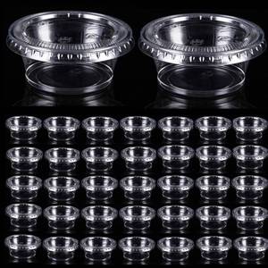 lot 3642 image: Zentriqlla 400 Pack 0.5 Oz Disposable Portion Sauce Cups with Lids, Clear Condiment Containers with Lids, Jello Shot Souffle Cups, Sampling Tasting Cups for for Parties and Events, Communion