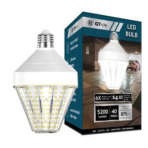 lot 3644 image: GT-Lite 5200 Lumen LED Corn Cob Light Bulb, 40-watt, 300-watt Equivalent, Daylight 5000K Light Color, E26 Base, Garage Light Bulb, Energy Saving LED Light for Indoor Outdoor Use. 1-Pack