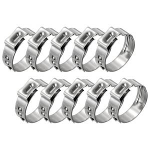 lot 3663 image: BOLTALIVON 10 Packs Stainless Steel Single Ear Hose Clamps, Adjustable 13.7-16.2mm Heavy Duty Cinch Rings Crimp Pinch Fittings Tools, Ear Stepless Hose Clamp for Home Appliance Line, Plumbing