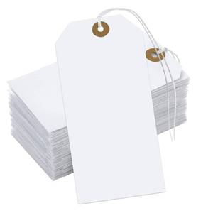 lot 3668 image: White Tags with Elastic Rope - 100 Pcs Large Writable Marking Tags for All Occasions - 4.762.36