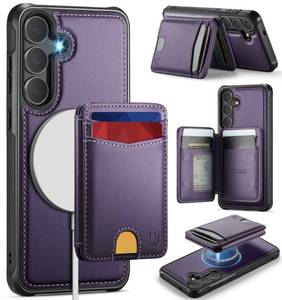 lot 3677 image: Usroom for Samsung Galaxy S25 FE Case Wallet Compatible with Magsafe, RFID Blocking Magnetic Card Holder 2 in 1 Detachable Kickstand Shockproof Phone Case for Galaxy S25 FE 6.7 Purple