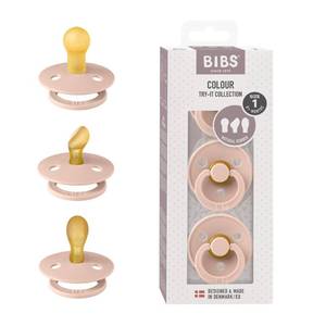 lot 3682 image: BIBS Pacifiers 0-6 Months  3-Pack Soothers  BPA-Free Round, Anatomical & Symmetrical Nipple  Made in Denmark  Ivory Try-It Collection (Blush)