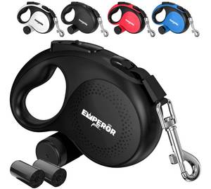 lot 3686 image: Emperor Pets 26 ft Retractable Dog Leash Black - Heavy Duty Retractable Pet Leash with Anti-Slip Grip for Medium to Large Dogs up to 110 lbs -Aura BB26