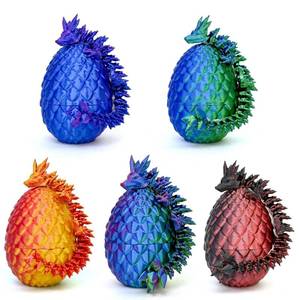 lot 3687 image: 5PCS 3D Printed Dragon Eggs with Dragon Inside Easter Eggs 3D Printed Dragon Easter Toys Mystery 3D Dragon Egg 3D Printed Animals Toy Dragon Fidget Toy Home Office Decoration (Multicolor1-5pcs)