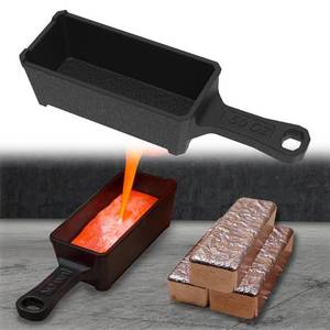 lot 3688 image: Nelyrho 50 oz Troy Ounce Cast Iron Loaf Bar Ingot Mold Crucible with Handle for Melting Casting Refining Precious Metals Like Gold Silver Copper Aluminum Brass etc, Black