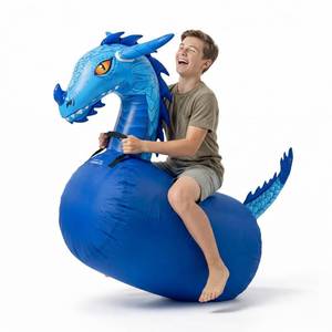 lot 3694 image: Waddle Hip Hoppers Large Bouncy Hopper Inflatable Hopping Animal Bouncer, Supports Up to 250 Pounds, Ages 5 and Up (Blue Dragon)