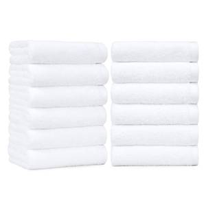 lot 3712 image: Amazon Basics Soft and Thick Cotton Hand Towels for Bath, Kitchen, Gym, 16 x 26 in, White, 12-Pack