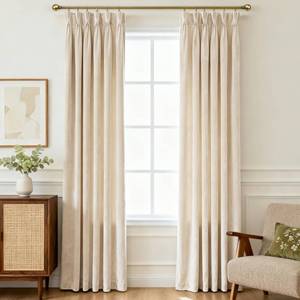 lot 3714 image: Triple Pinch Pleated Cream Velvet Curtains 84 inches Long Living Room Darkening Curtain Neutral Modern Farmhouse French Pinch Pleat Drapery Panel Heavy Thick Light Filtering Velvet Curtain for Bedroom