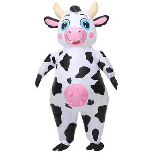 lot 3721 image: Arokibui Inflatable Cow Costume Blow up Animal Costume Cow Suit for Cosplay Party Christmas Halloween Parade Carnival Festiva Suit