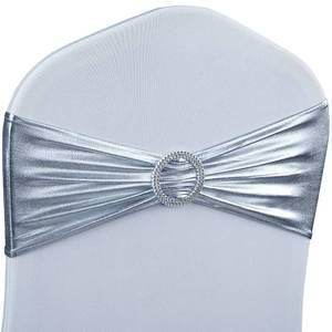 lot 3735 image: Spandex Chair Sashes Bows - Babenest 50PCS Premium Stretch Chair Cover Band with Buckle Slider Universal Elastic Chair Ties for Wedding Party Ceremony Reception Banquet Decoration (Metallic Silver)