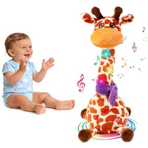 lot 3740 image: LLUKEME Dancing Talking Giraffe Toy, Stuffed Animal Baby Toy Repeating What You Say, Glowing Musical Electronic Giraffe Gifts for Toddlers 1-3 Years Old, Easter Gift for Kids (New Giraffe)