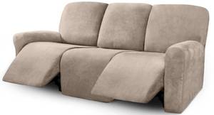 lot 3758 image: ULTICOR Velvet 8-Pieces Recliner Sofa Covers Stretch Reclining Couch Covers for 3 Cushion Reclining Sofa Slipcovers Furniture Covers Thick Soft Washable (3 Seater Recliner Cover, Taupe)