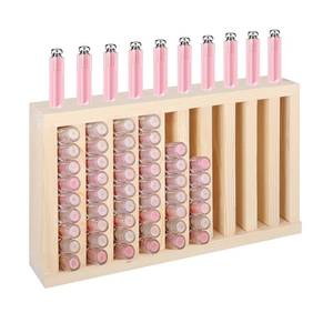 lot 3763 image: YEXEXINM 10 Slot Wooden Lipsticks Holder 0.7 Inch Pine Wood Lipsticks Tube Storage Shelf 14x8.7 Inch Lip Gloss Tube Tower Organizer Display Lip Balm Tube Holder for Room Craft Market Booth Display