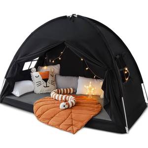 lot 3764 image: Sherilyn Twin Size Bed Canopy Toddler, Kids Bed Tents Indoor Dream Tent on Bunk Bed Privacy Space Blackout Sleeping Tents Portable Drafty Floor Playhouse for Boys Girl Birthday, House Gift, Black
