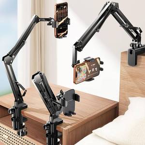 lot 3779 image: LISEN Gooseneck Phone Holder for Bed Desk 3rd Upgrade Cell Phone Stand for Desk Bed Gaming Accessories,Gifts for Men Mom Senior Tech Mount for Recording Filming Laying Down Flexible Magic Arm Clamp