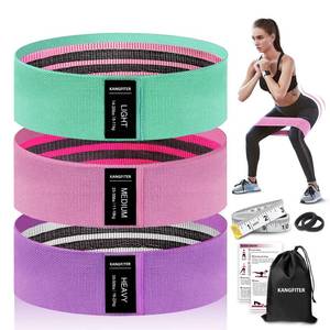 lot 3832 image: KANGFITER Non-Slip Fabric Resistance Bands for Working Out, Loop Exercise Bands for Booty Leg, Butt, Glute, Workout Bands with Tape Measure and Hair Ties for Home Gym Fitness, Yoga, Pilates