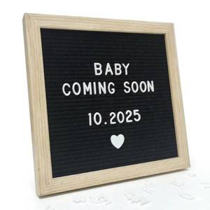 lot 3835 image: C CRYSTAL LEMON Black Felt Letter Board 10x10in, Baby Announcement Sign & Pregnancy Announcement Board, 336 Letters, Wooden Frame, Wall Mount or Stand