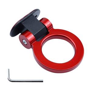 lot 3848 image: BDZMC Car Tow Hook Kit, Ring Shaped Universal Bumper Trailer Tow Hook Car Decoration Sticker, Track Racing Style Tow Hook Ring Auto Exterior Accessories for Car Truck SUV (Red)