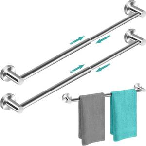 lot 3854 image: MGahyi Towel Racks for Bathroom-Adjustable Towel Holder(13.18inch-24inch) Sturdy and Rustproof Towel Bar Wall Mounted, Single Towel Bar Rod for Bathroom Accessories (Silver, 2Pack-Towel Bar)
