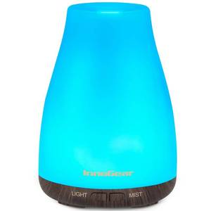 lot 3855 image: InnoGear Essential Oil Diffuser, Ultrasonic Diffusers for Home Aromatherapy Humidifier for Mothers Gift Bedroom Room 7 Colors LED 2 Mist Mode Auto Off, Brown Base