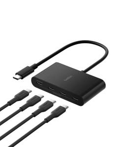 lot 3858 image: Belkin Connect 4-Port USB-C Hub - USB C Hub Multiport Adapter Dongle with 4 USB-C 3.2 Gen 2 Ports - High-Speed 10G Data Transfer for Laptop, MacBook, iPad, PC, and More - 100W PD