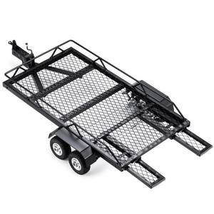 lot 3871 image: JGGZONE RC Trailer for Hauling Behind Car - Metal Hitch Mount Trailer with 4 Tires Heavy Duty Truck and RC Rock Cars Trailer for 118 RC Crawler TRX4M Defender Bronco K10 High Trail F150