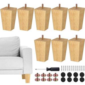 lot 3883 image: TURSTIN Set of 8 Furniture Legs 4 Inch Square Solid Wood Couch Legs Replacement Sofa Legs Mid Century Furniture Feet for Armchair Bed Dresser Cabinet, Natural