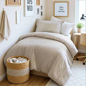 lot 3885 image: Madison Park Essentials Striped Duvet Cover Set TwinTwin XL, Modern Minimalist Bedding Set with Premium Jacquard Stripe, 2 Pieces Duvet Cover Reversible with Zipper Closure & Corner Ties,Neutral