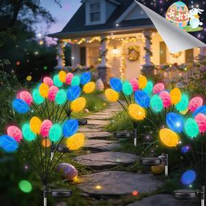 lot 4614 image: OZS 4 Pack Solar Easter Egg Lights, Colorful Garden Swaying Firefly Lights Outdoor, 24 Led Waterproof Solar Stake Lights for Lawn Trails, landscaped Yards, Porches and Patio Easter Decorations